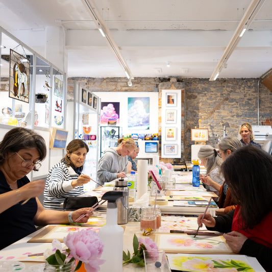 Peony watercolour painting workshop at PMAC.